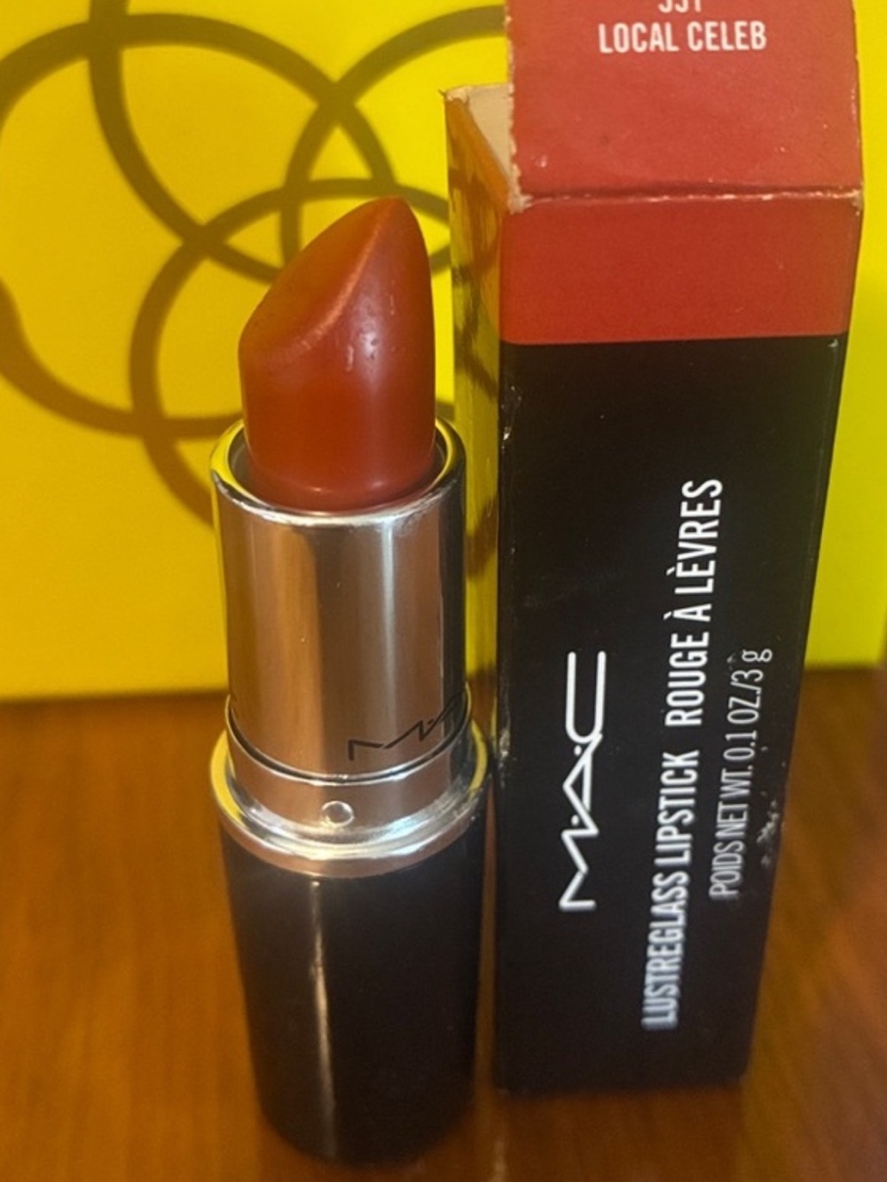 MAC Cosmetics Lustreglass Lipstick 551 Local Celeb - Warm Brick Red